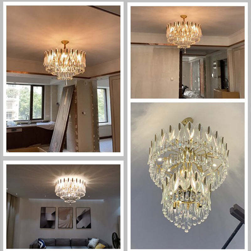 Arisha Luxus-Feder-Kristall-Kronleuchter, Wohnzimmer