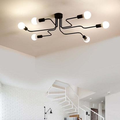 Arisha Vintage Modern Minimalist Industrial Metal Black Ceiling Lamp