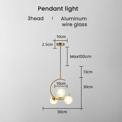 Valentina Modern Glass Globe Pendant Light, Metal & Glass, 3 Style