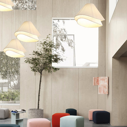 Ritta Minimalist Double Overlap Fabric LED Pendant Light, White