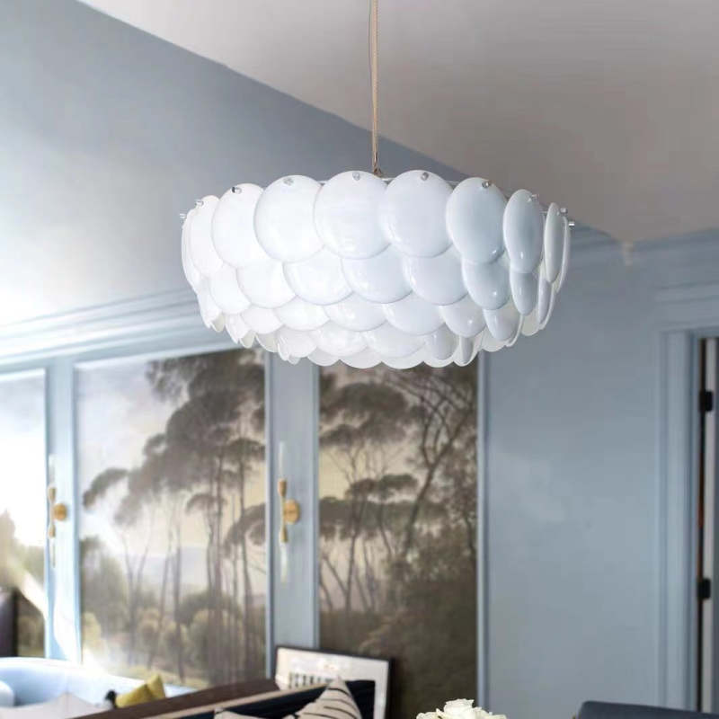 Arisha Wihte Lustre Art Déco, Feuille de Céramique et Métal