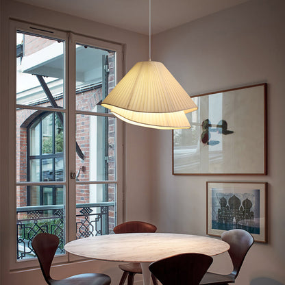 Ritta Minimalist Double Overlap Fabric LED Pendant Light, White