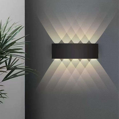 Tronix Modern Rectangular Metal Outdoor Wall Lamp, Black/White, Water-wave