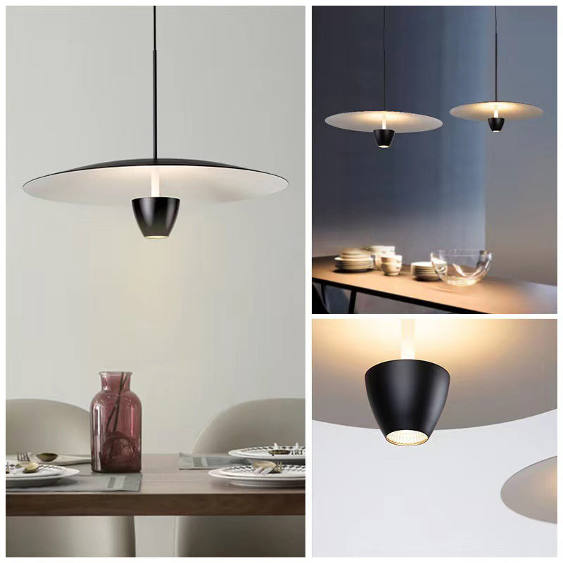 Arisha Lampe à suspension nordique moderne en forme de chapeau noir