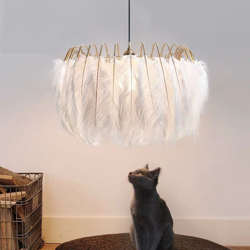 O'Moore Lampe à suspension élégante en forme de plume, noir/blanc, chambre/salon
