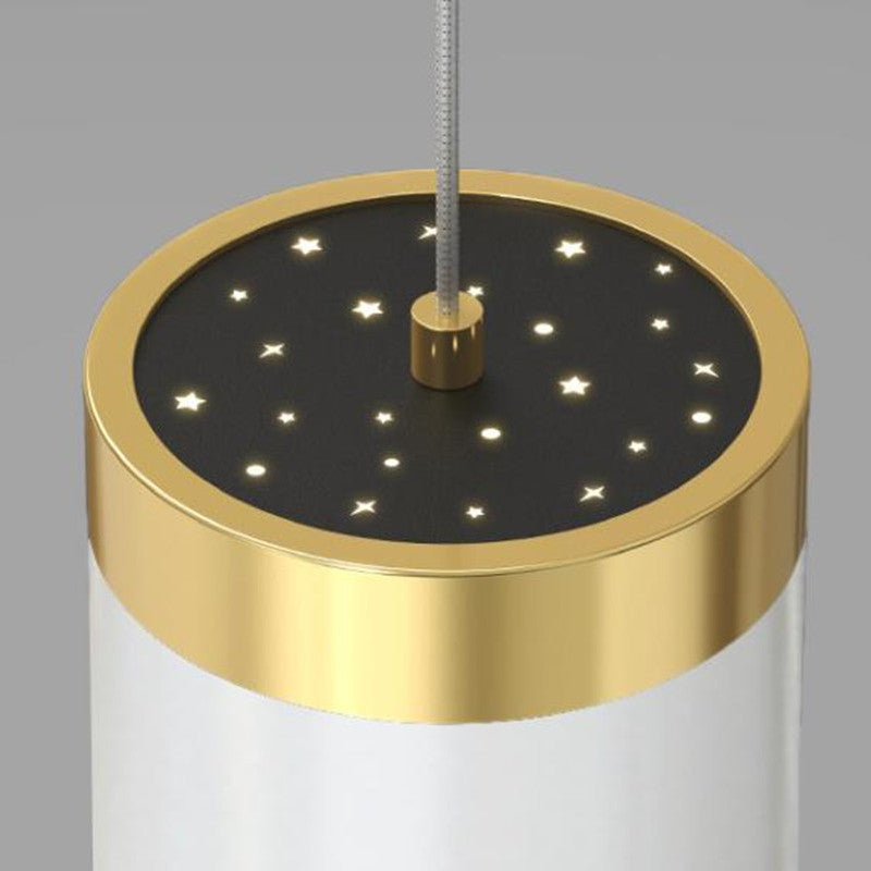 Moderne sternenklare Pendelleuchte Arisha aus Metall, Schwarz/Weiß/Gold