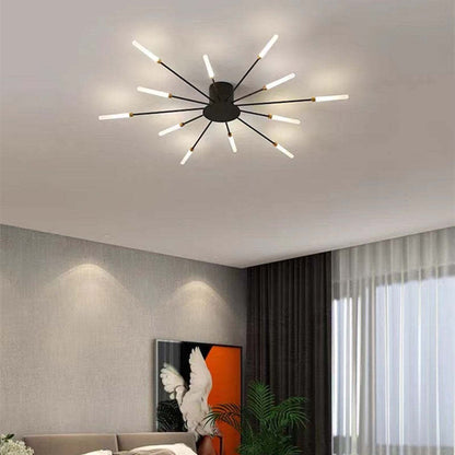 Wesley Flush-Mount Ceiling Light Fireworks, Black/Gold