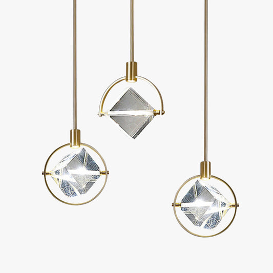 Kristy Modern Luxury Geometry metaal/kristal hanglamp, goud