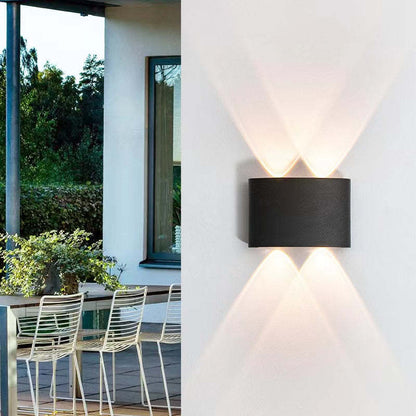 Tronix Modern Rectangular Metal Outdoor Wall Lamp, Black/White, Water-wave