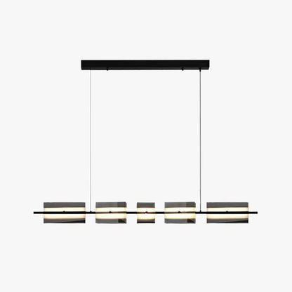 Arisha Modern Nordic Linear Copper/Glass Pendant Light, Brass/Black