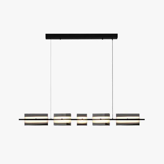 Arisha Modern Nordic Linear Copper/Glass Pendant Light, Brass/Black