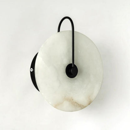 Arisha Round Bedside Wall Light, Artificial Marble, Gold & Black