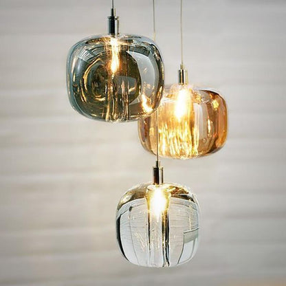Valentina Modern Bubble Glass LED Pendant Light, Amber/Clear/Gray