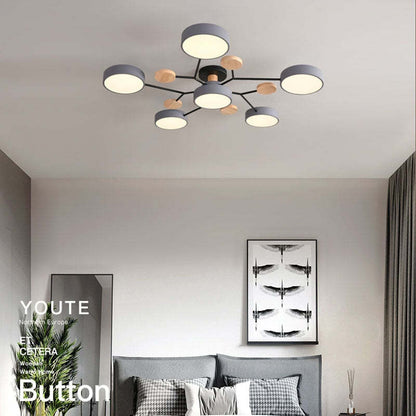 Arisha Ceiling Light, Wood Round for Living Room