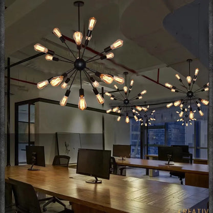 Lustre industriel Austin en métal noir pour restaurant et salle à manger