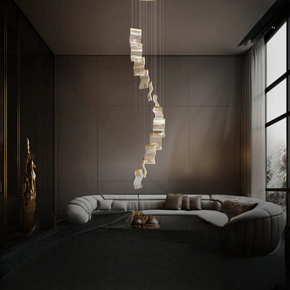 Kristy Industrial Chandelier Wave /Metal Gold Bedroom/Living Room
