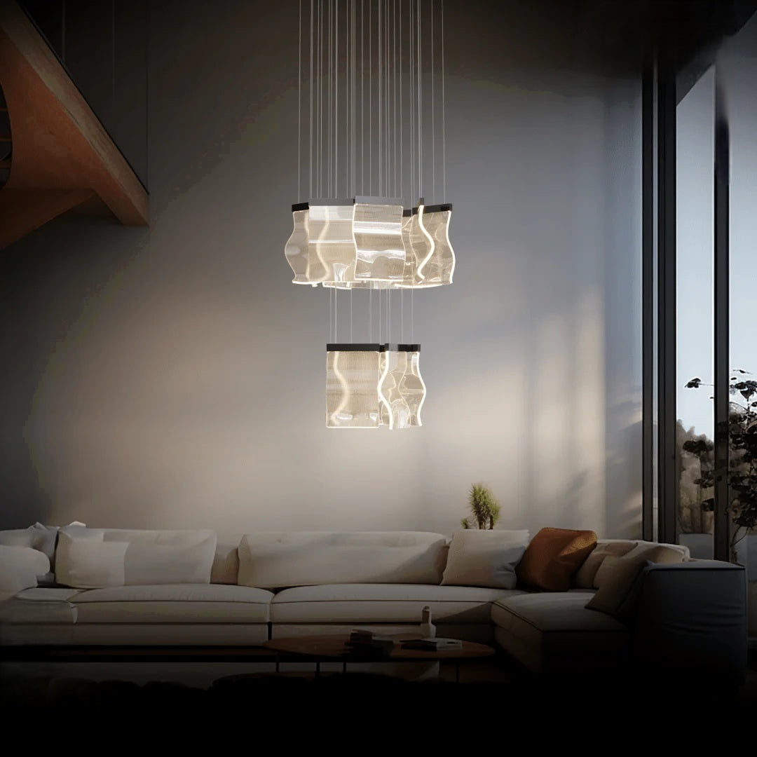 Kristy Industrial Chandelier Wave /Metal Gold Bedroom/Living Room