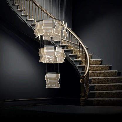 Kristy Industrial Chandelier Wave /Metal Gold Bedroom/Living Room