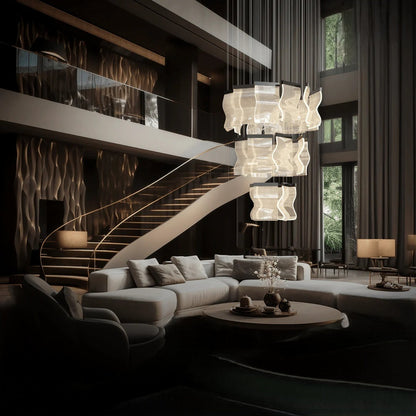 Kristy Industrial Chandelier Wave /Metal Gold Bedroom/Living Room