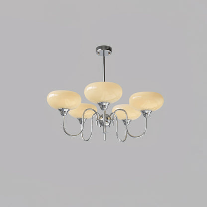 Silva Vintage LED Metall Multi Lampenschirm Cremeweiß Gelbe Glühbirnen Luxus Schlafzimmer Wohnzimmer Pendelleuchte, Gold/Chrom