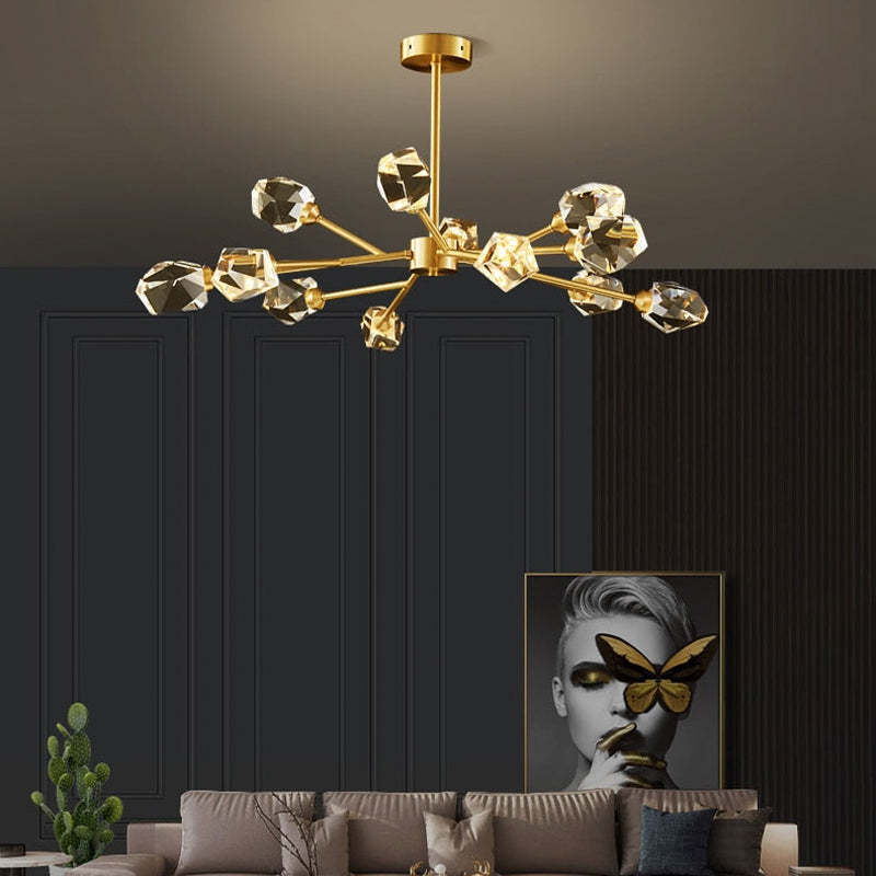 Kristy Luxuriöser Kristall-Kronleuchter für Wohnzimmer, golden