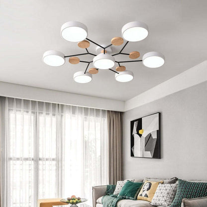 Arisha Ceiling Light, Wood Round for Living Room