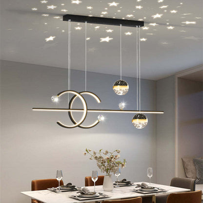 Arisha Luxury Globe Suspension en métal/verre Noir/doré