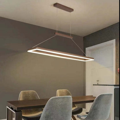 Gloen Modern Rectangular Hanging Pendant Light, Gold/Coffee