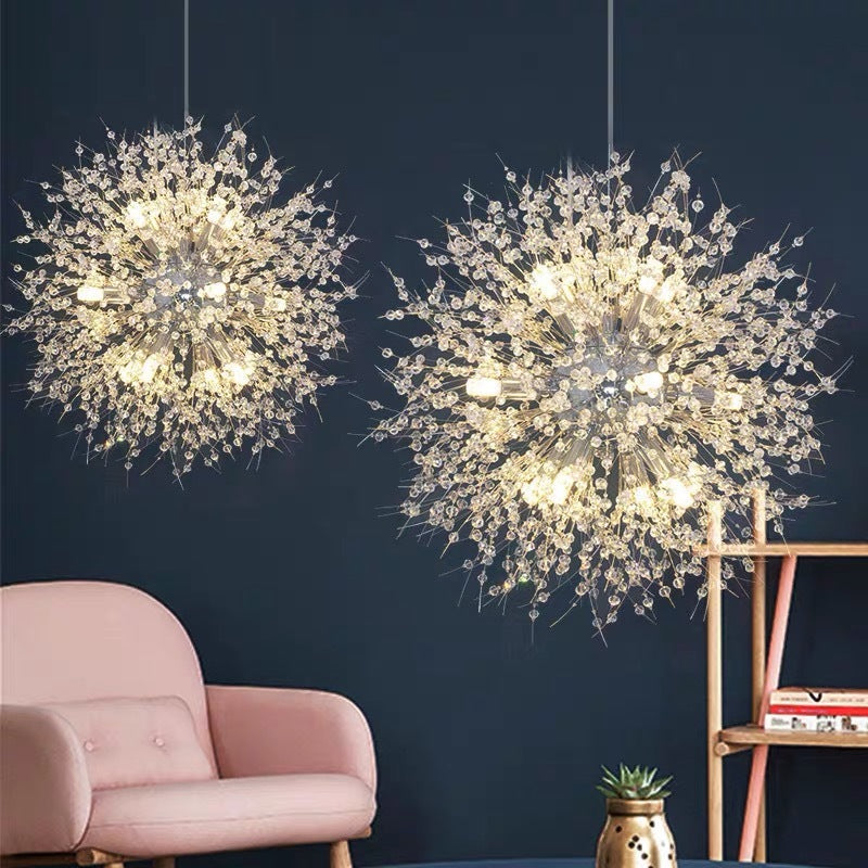 Arisha Lampe à suspension élégante et minimaliste de luxe en forme de pissenlit, doré/chrome
