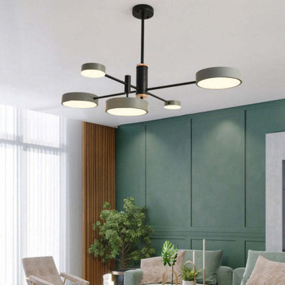Arisha Pendelleuchte LED, Metall & Holz, Grau/Weiß/Gold