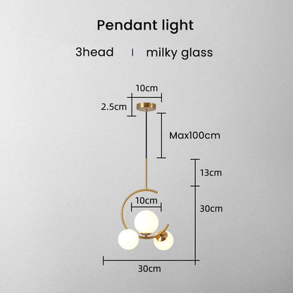 Valentina Modern Glass Globe Pendant Light, Metal & Glass, 3 Style