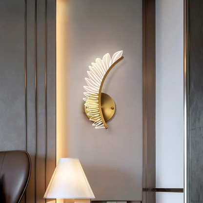 Kristy Modern Crystal Wall Lamp Gold Wings Design Sconce for Bedroom