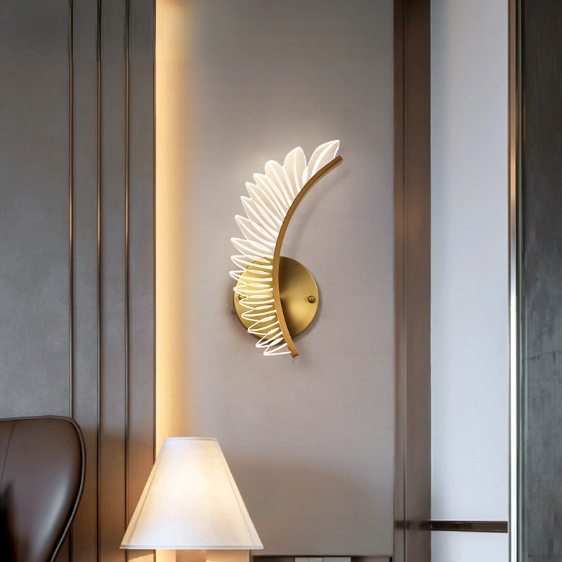 Applique murale moderne en plumes dorées Kristy, 3 styles