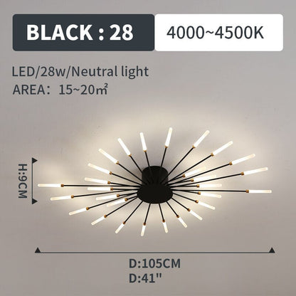 Wesley Flush-Mount Ceiling Light Fireworks, Black/Gold
