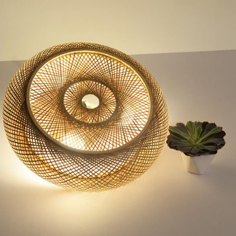 Plafonnier LED rustique tissé en rotin Muto
