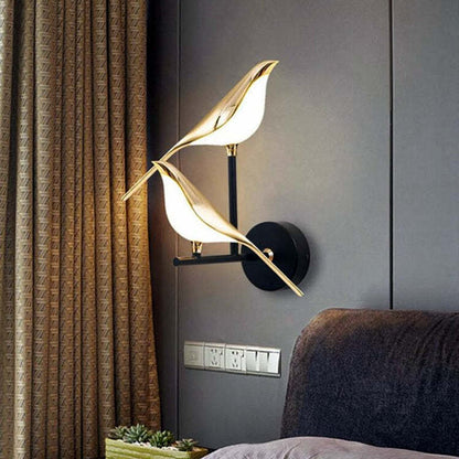 Arisha Minimalistische Elster-Vogel-Wandlampe aus Metall, Schlafzimmer