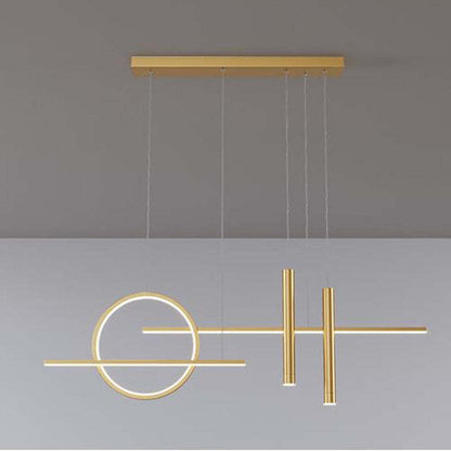 Arisha Minimalism Led Pendant Light, Irregular Ring, Black/Glod
