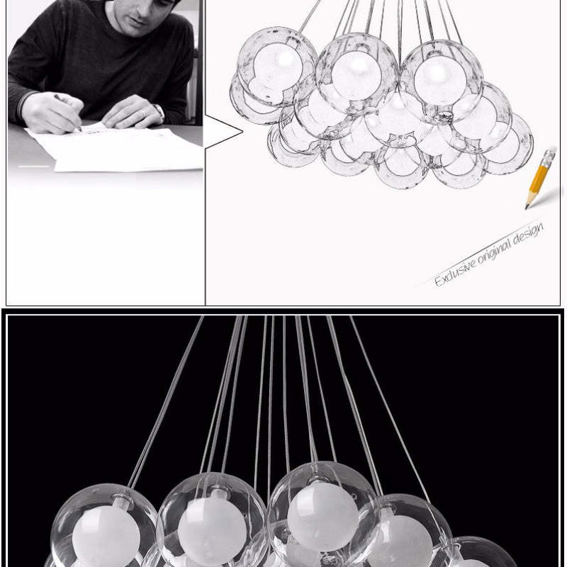 Lampe à suspension moderne à bulles Valentina, 5 styles