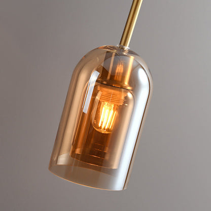 Valentina Modern Cylinder Semi-Flush Mount Clear Glass Ceiling Light, Cognac/Grey