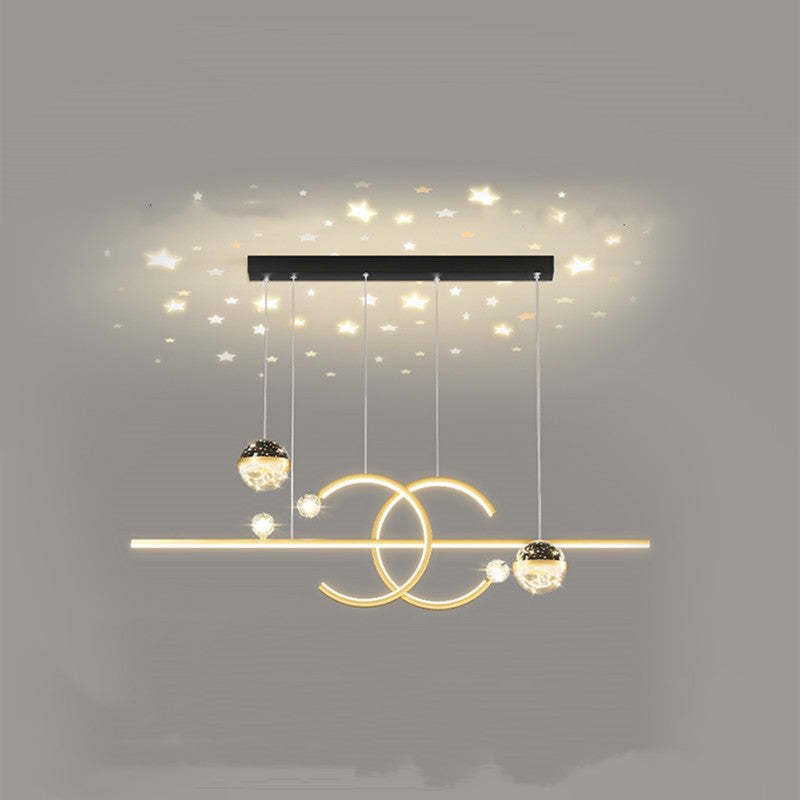 Arisha Pendelleuchte Double-C, Gold/Schwarzer Sternenhimmel