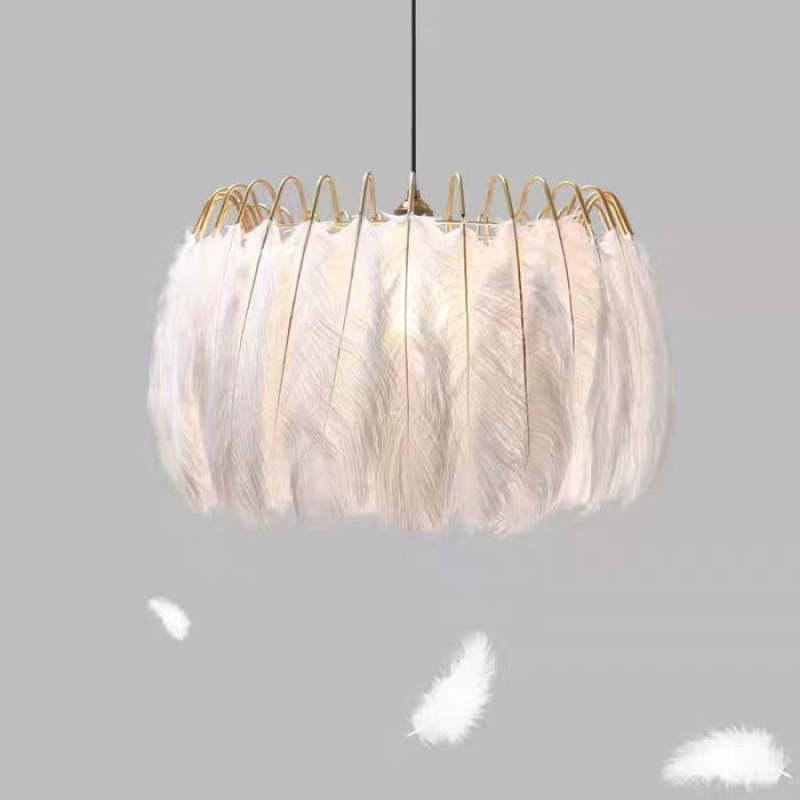 O'Moore Lampe à suspension élégante en forme de plume, noir/blanc, chambre/salon