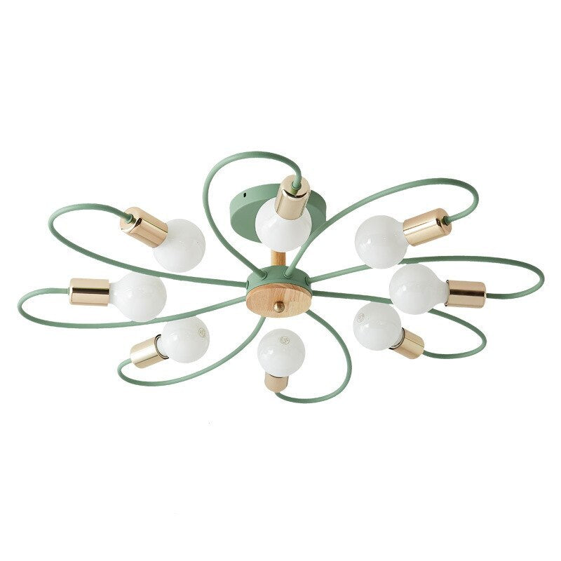 Arisha Plafonnier élégant en métal/verre, gris/vert