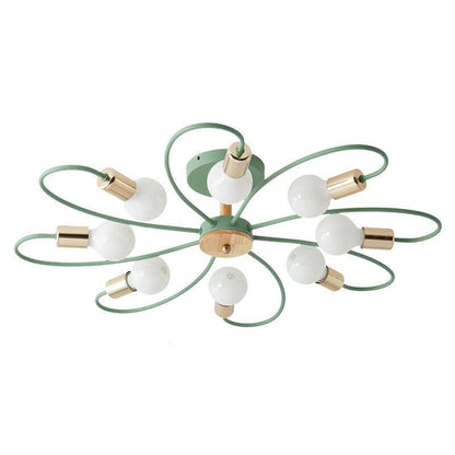 Arisha Plafonnier élégant en métal/verre, gris/vert