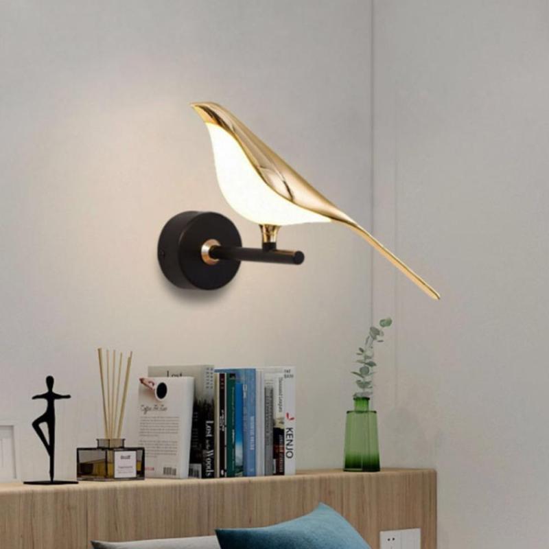 Arisha Minimalistische Elster-Vogel-Wandlampe aus Metall, Schlafzimmer
