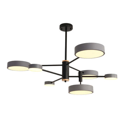Arisha Pendelleuchte LED, Metall & Holz, Grau/Weiß/Gold