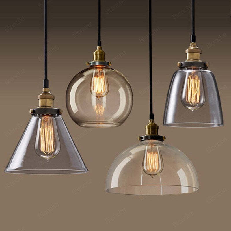 June Industrial Glass Pendant Light Clear/Amber/Smoke Grey
