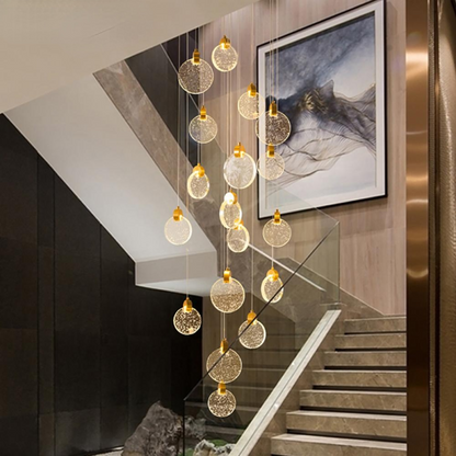 Kristy Luxury Circular Ripple Round Crystal Golden Chandelier
