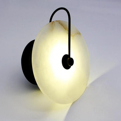 Arisha Round Bedside Wall Light, Artificial Marble, Gold & Black