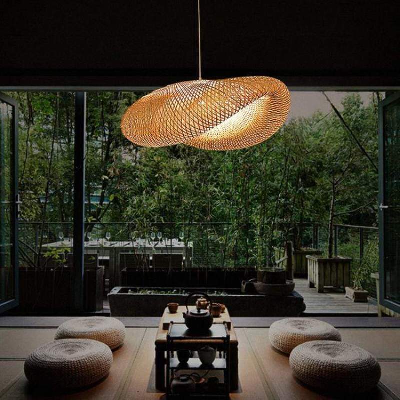Rinwa Natural Pendant Light for Dining Room/Kitchen Island, Bamboo
