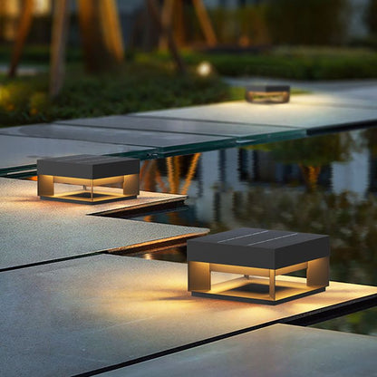 Ray Post Modern Solar Square Metal LED Outdoor Light